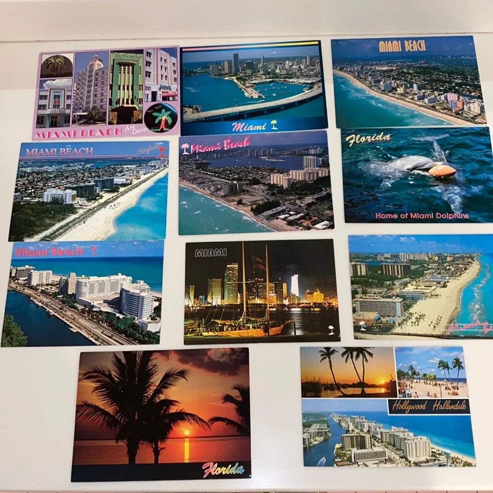 11 Vintage 90’s Scenic Florida Impressions POST CARDS w/ palm trees on back
